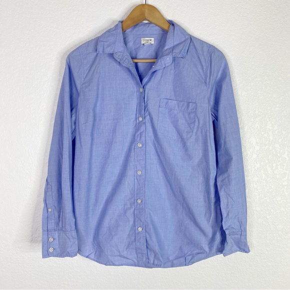 J. Crew Factory Blue Signature Fit Button Up Shirt Blouse - Picture 2 of 7